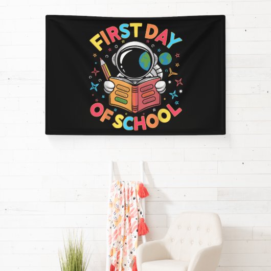 Eerste schooldag astronaut ruimte terug naar schoo spandoek (Insitu)