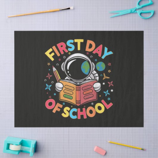Eerste schooldag astronaut ruimte terug naar schoo tissuepapier (Craft)