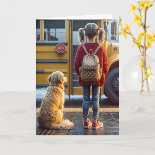 Eerste schooldag beste wensen kaart (Gele Bloem)