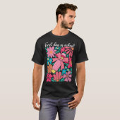 Eerste schooldag Boho bloem leraar kinderen rug T-shirt (Voorkant volledig)