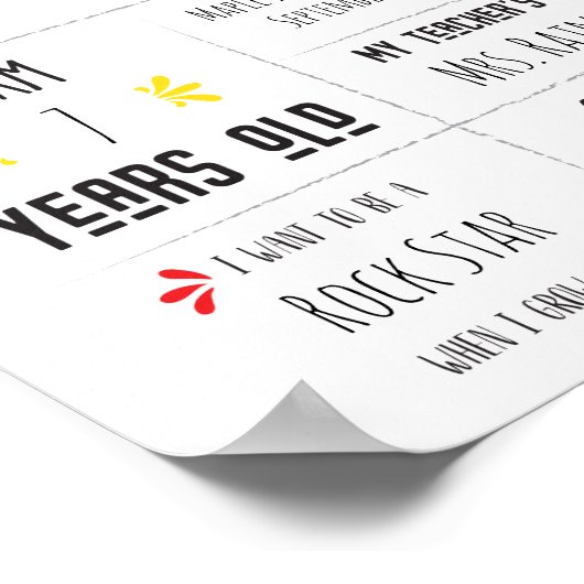 Eerste schooldag bord voor kinderen poster (Hoek)