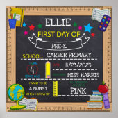 Eerste schooldag bord voor peuterspeelzaal / kleut poster (Voorkant)