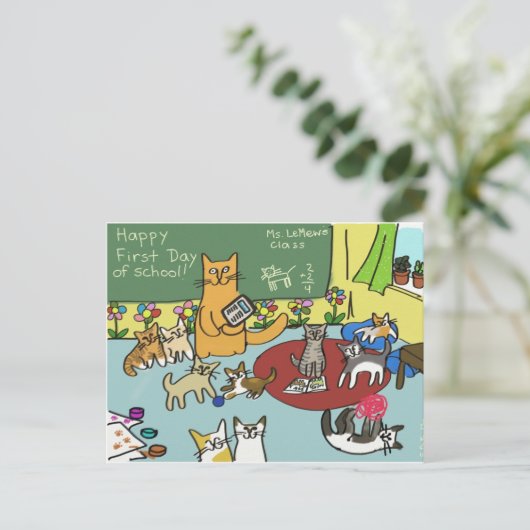 Eerste schooldag briefkaart (Staand voorkant)