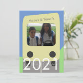 Eerste schooldag bus script broer zus kaart (Staand voorkant)