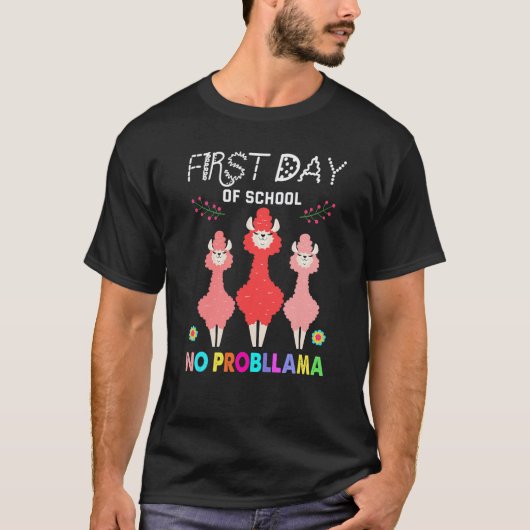 Eerste schooldag Geen probleem Lama T-shirt (Voorkant)