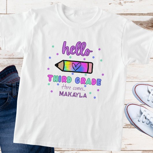 Eerste schooldag gepersonaliseerde derde klas t-shirt