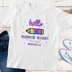 Eerste schooldag gepersonaliseerde tweede klas t-shirt