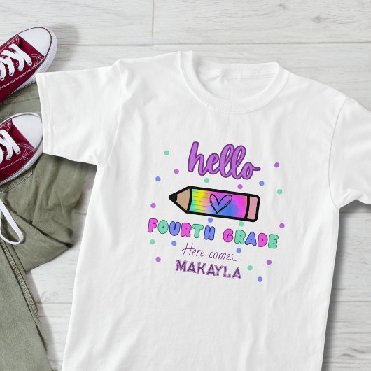 Eerste schooldag gepersonaliseerde vierde klas t-shirt