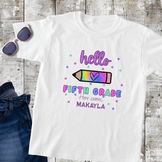 Eerste schooldag gepersonaliseerde vierde klas t-shirt