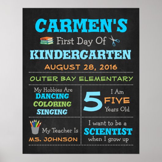 Eerste schooldag Kinderen Poster Foto Rekwisieten (Voorkant)