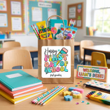 Eerste schooldag kleurrijke elementaire retro