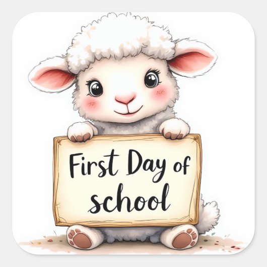 Eerste schooldag- Knuffel Lam Sticker (Voorkant)