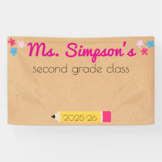 Eerste schooldag Leerkracht Aandenken Klasherinner Spandoek