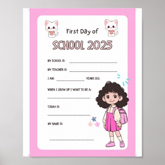 Eerste schooldag poster - Leuke uitprintbare tekst (Voorkant)