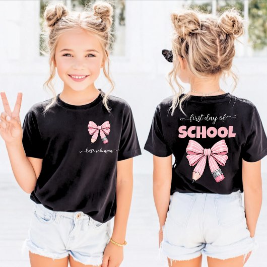 Eerste schooldag Potlood Boog Eigen naam T-shirt