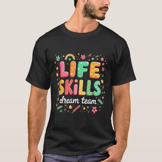 Eerste schooldag Retro Groovy Levensvaardigheden D T-shirt (Voorkant)