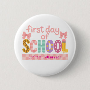 Eerste schooldag Schattig terug naar school Ronde Button 5,7 Cm