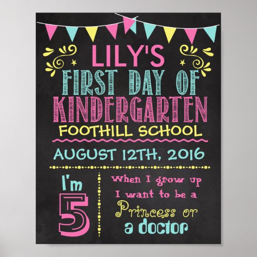 Eerste schooldag schoolbord poster (Voorkant)