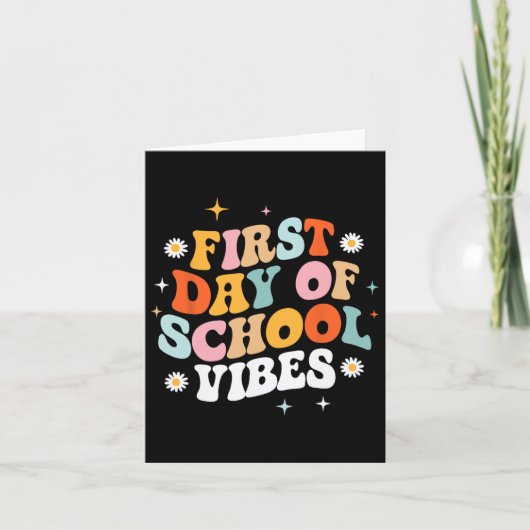 Eerste schooldag sfeer Retro groovy stijl Kaart (Voorkant)