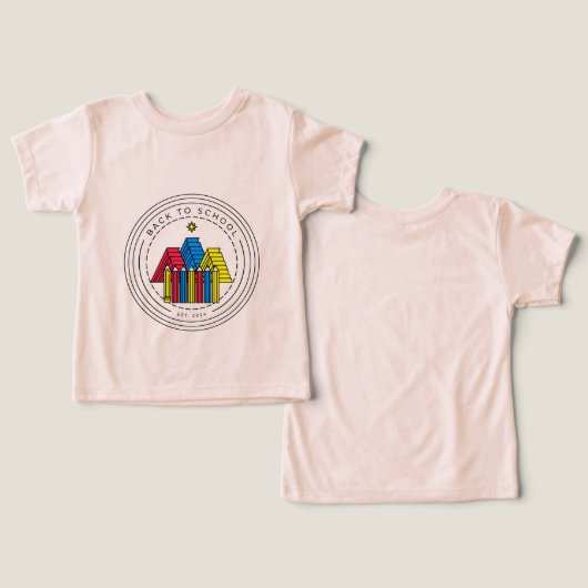 Eerste schooldag T-shirt | Boek Berg Potlood F (Ontwerp Voorkant & Achterkant)