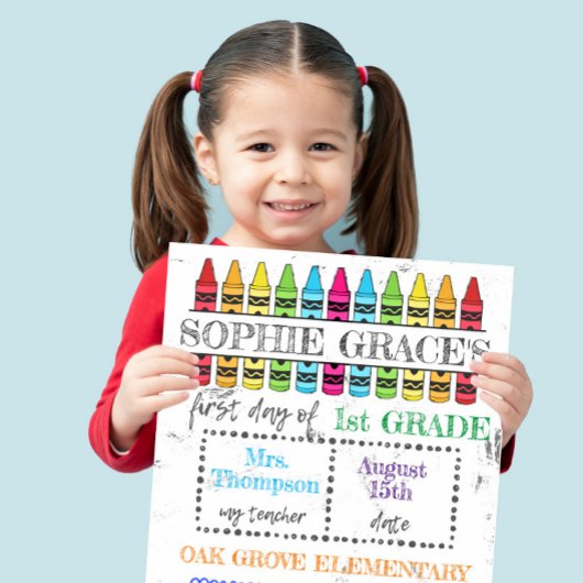 Eerste schooldag, terug naar school 1e dagbord foto afdruk