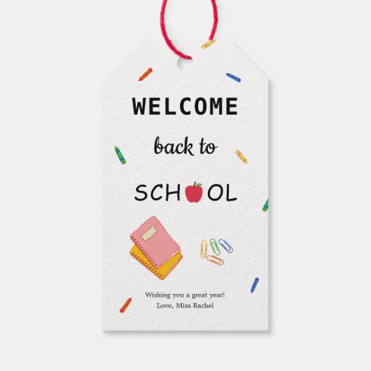 Eerste schooldag Terug naar school Onderwijzer pot Cadeaulabel (Achterkant)