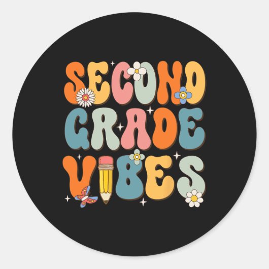 Eerste schooldag tweedeklas vibes terug naar Sch Ronde Sticker (Voorkant)