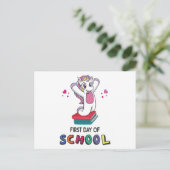 Eerste schooldag Unicorn Briefkaart (Staand voorkant)