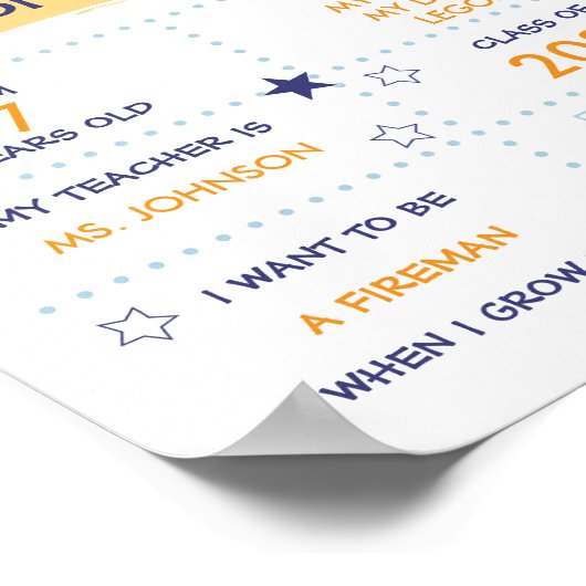 Eerste schooldag voor jongens poster (Hoek)