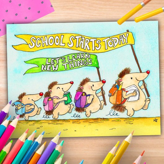Eerste schooldag wenskaart van Nicole Janes Briefkaart