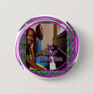 EERSTE SCHUWERS: SASHA & MALIA OBAMA GIRLS RONDE BUTTON 5,7 CM