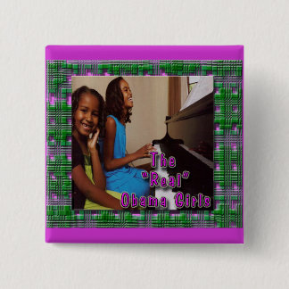 EERSTE SCHUWERS: SASHA & MALIA OBAMA GIRLS VIERKANTE BUTTON 5,1 CM
