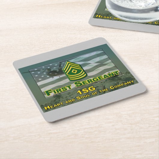 Eerste Sergeant Herdenkingsgeschenk Kartonnen Onderzetters (Schuin)