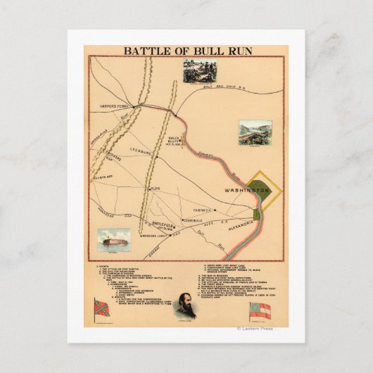 Eerste slag op Bull Run - Panorama 2 in de burgero Briefkaart (Voorkant)