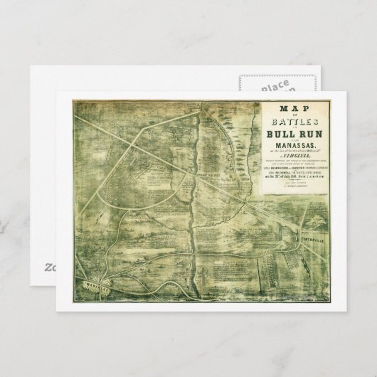 Eerste slag op Bull Run - Panoramiek in de burgero Briefkaart (Voorkant / Achterkant)