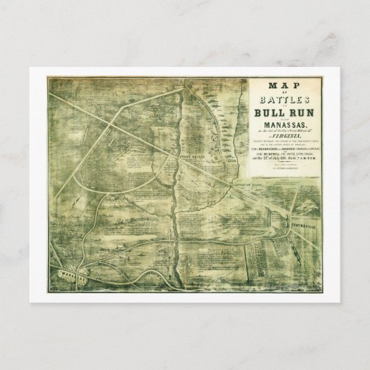 Eerste slag op Bull Run - Panoramiek in de burgero Briefkaart (Voorkant)