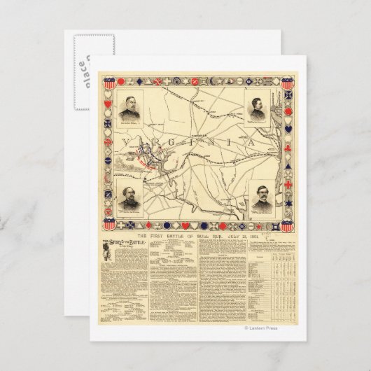Eerste slag op Bull Run - Panoramiek in de burgero Briefkaart (Voorkant / Achterkant)