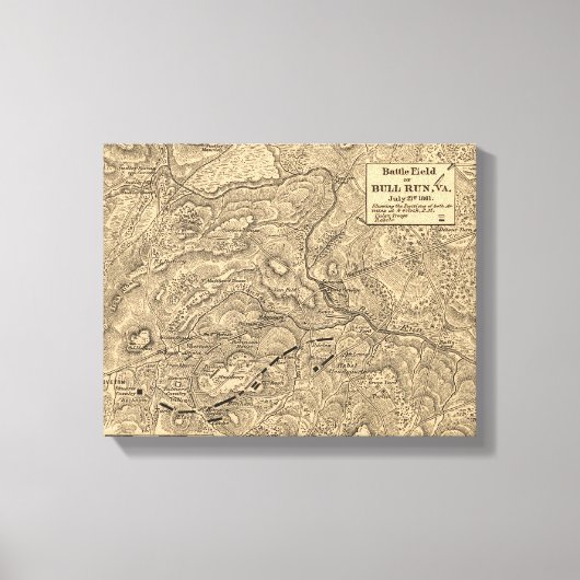 Eerste slag op Bull Run - Panoramiek in de burgero Canvas Afdruk (Voorkant)