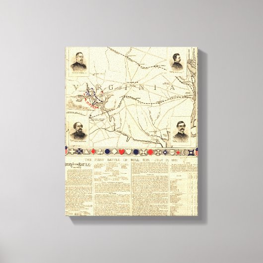 Eerste slag op Bull Run - Panoramiek in de burgero Canvas Afdruk (Voorkant)