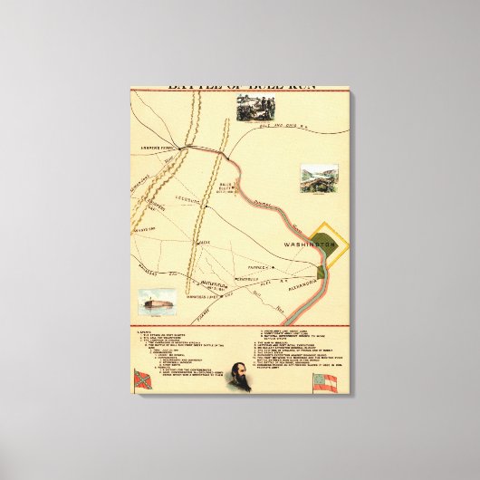 Eerste slag op Bull Run - Panoramiek in de burgero Canvas Afdruk (Voorkant)