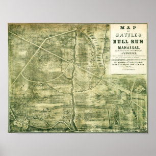 Eerste slag op Bull Run - Panoramiek in de burgero Poster