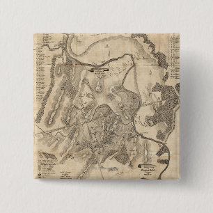 Eerste slag op Bull Run - Panoramiek in de burgero Vierkante Button 5,1 Cm