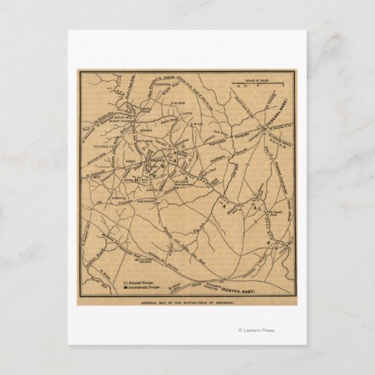 Eerste slag op Bull Run - Panoramiek uit de burger Briefkaart (Voorkant)