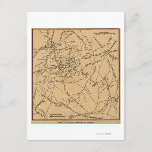 Eerste slag op Bull Run - Panoramiek uit de burger Briefkaart