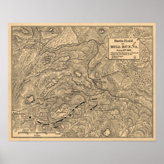 Eerste slag op Bull Run - Panoramiek uit de burger Poster (Voorkant)