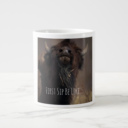 Eerste slok! grote koffiekop (Voorkant)