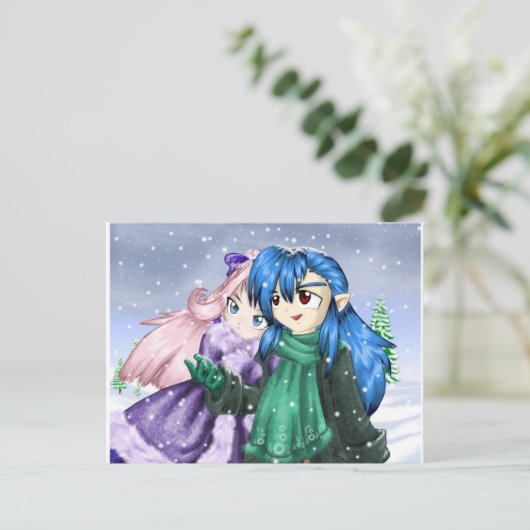 Eerste sneeuw briefkaart (Staand voorkant)