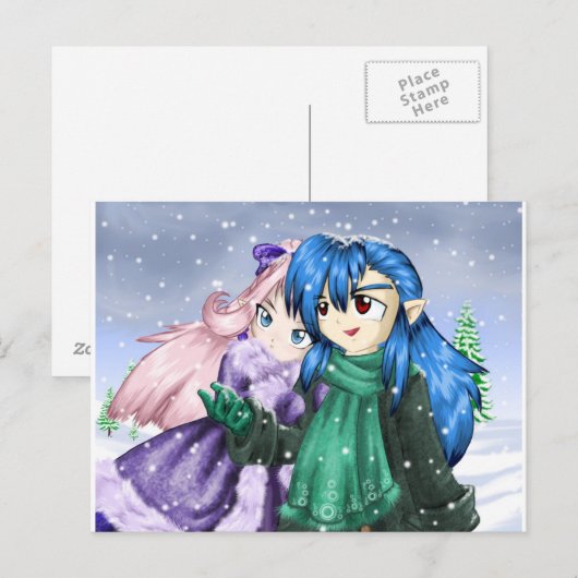 Eerste sneeuw briefkaart (Voorkant / Achterkant)