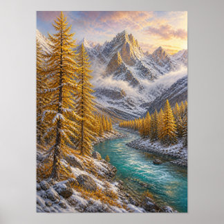 Eerste Sneeuw Larch Valley 12x16 Poster