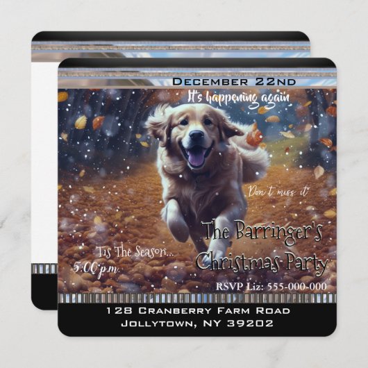 Eerste Sneeuw seizoen Retriever Kerstfeest Kaart (Voorkant / Achterkant)